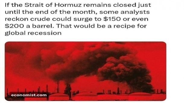  هشدار اکونومیست درباره ادامه جنگ و نفت 200 دلاری 